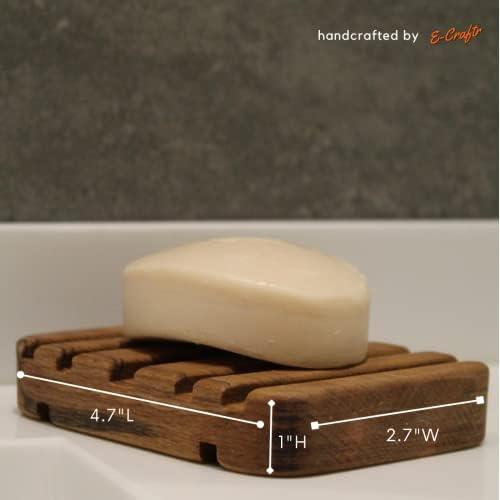 צלחת סבון מעץ E-CRAFTR | 2 מארזים צלחת סבון | צלחת סבון עץ אשור | מחזיק סבון מעץ E-CRAFTR | מחזיק סבון בר עץ | שומר סבון מעץ